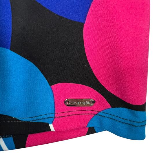 Calvin Klein Womens Colorful Long Sleeve Blouse L Balloon Sheer Sleeve Top - Picture 4 of 8